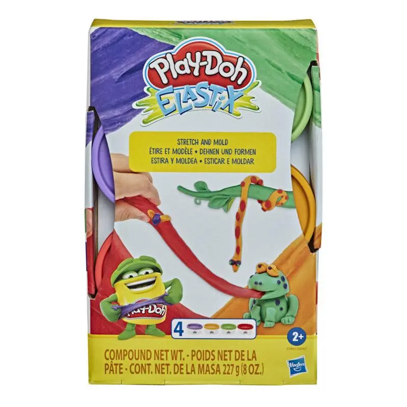 Play-Doh Elastix Compound 4-Pack Of Stretchy Non-Toxic Play-Doh Colors For Kids 2 Years And Up, Bold Colors 1