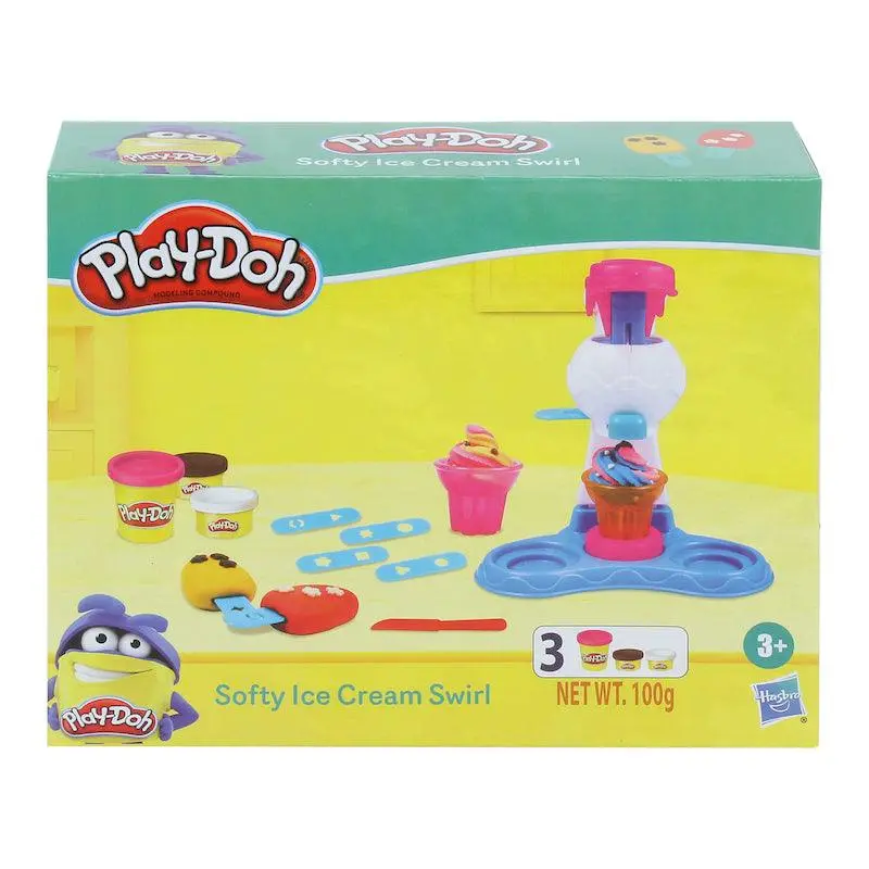 Play-Doh Softy Ice Cream Swirl Playset For Kids 3 Years And Up With 3 Non-Toxic Colors 1