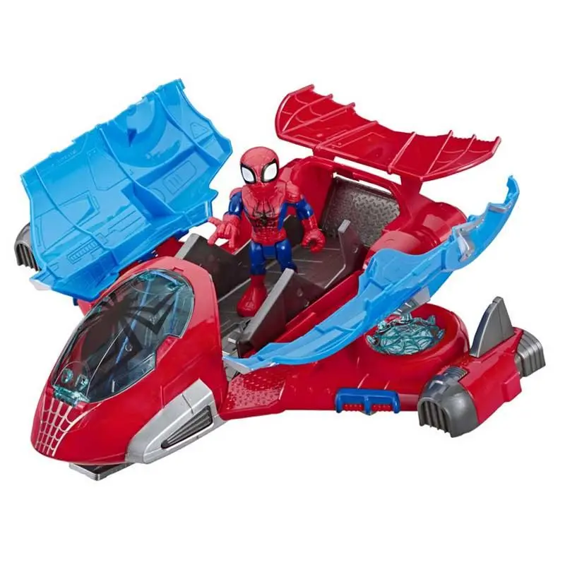 Playskool Heroes Marvel Super Hero Adventures Spider-Man Jetquarters, 5-Inch Action Figure And Vehicle Set 1