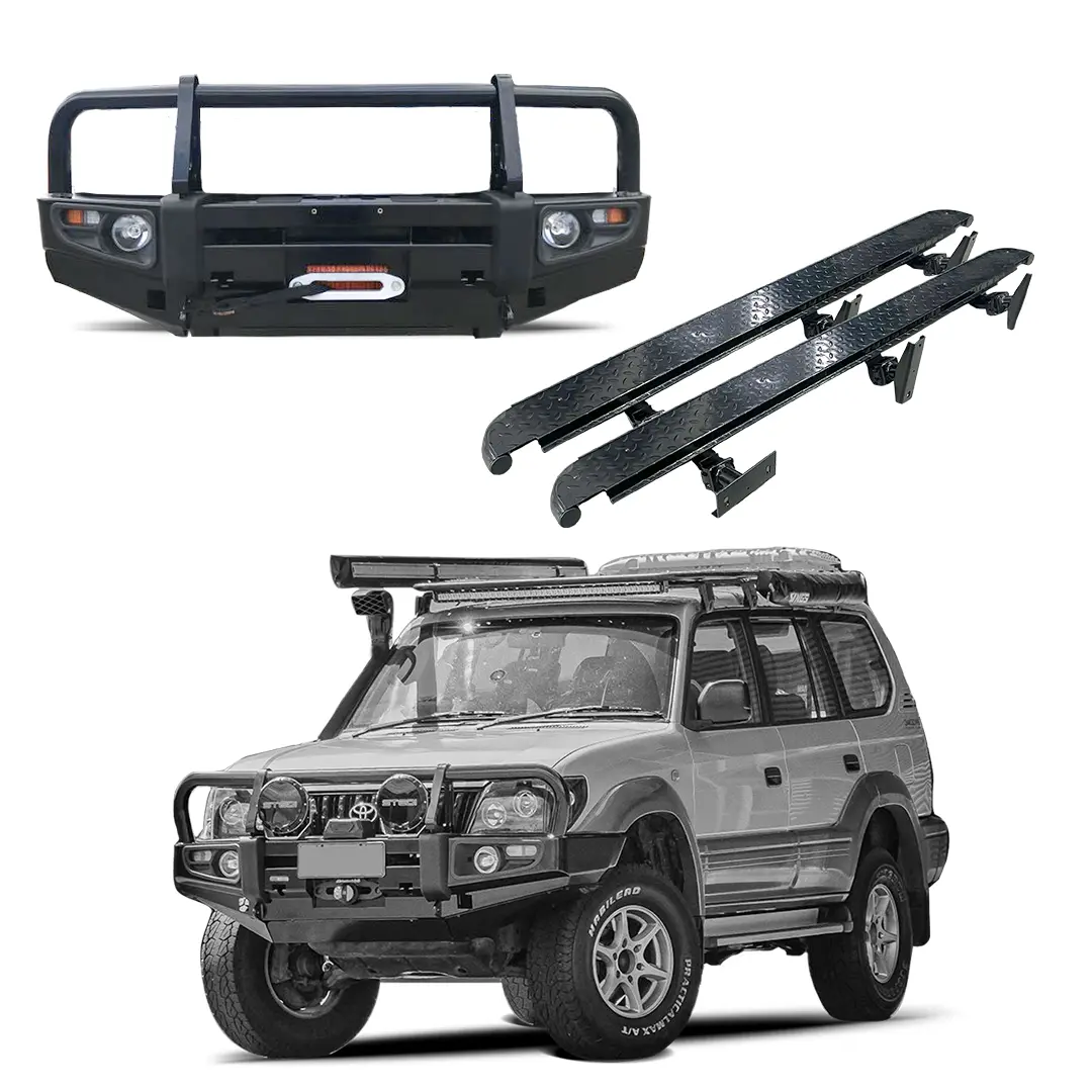 90 Series Bullbar & Rock Slider Combo 1