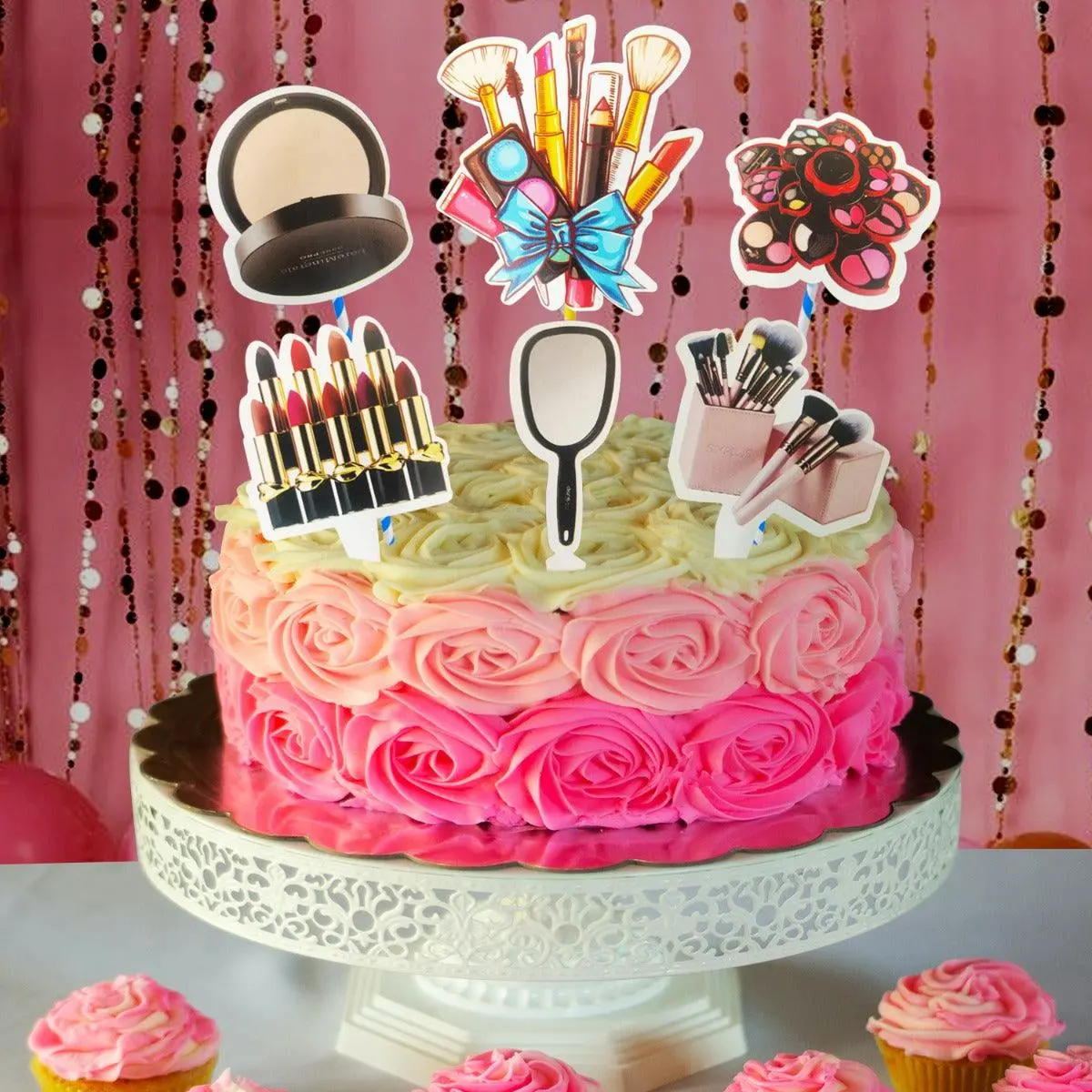 Partycorp Printed Make Up Box Cake Topper, Pack Of 6 1