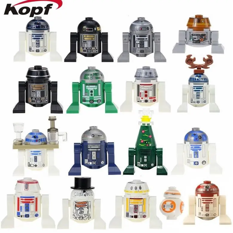 R3-D5 Reindeer Christmas R2d2 With Tray Robot Bb8 Han Solo Sw424 Rsf7 Star Wars Building Blocks Children Gift Toys 1