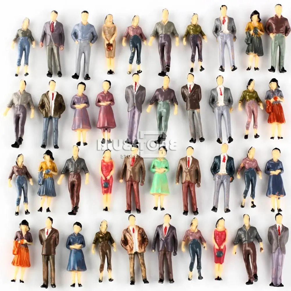 100 Model People Figures Passenegers Train Scenery 1:50 O Scale Mixed Color Pose 1