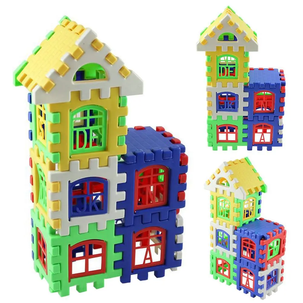 24Pcs/Lot Construction Toys For Children Plastic Colorful Gear Blocks Baby House Building Blocks Developmental Educational Toy 1