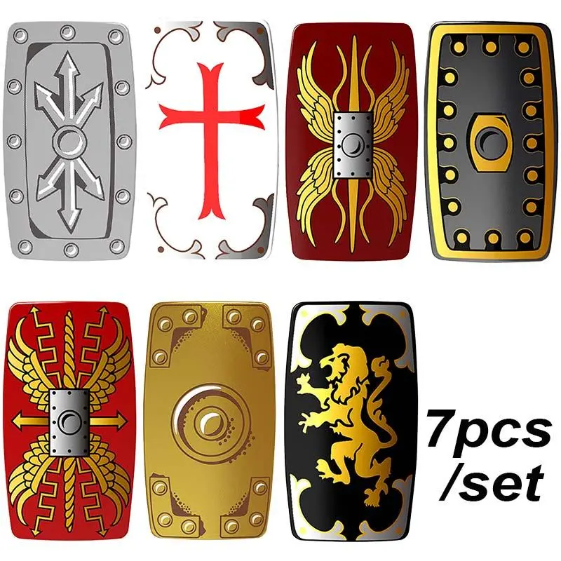 7Pcs/Set Medieval Knights Shields Crusader Lord Of The Rings Building Blocks Bricks Diy Gifts Toys For Children Lego 1