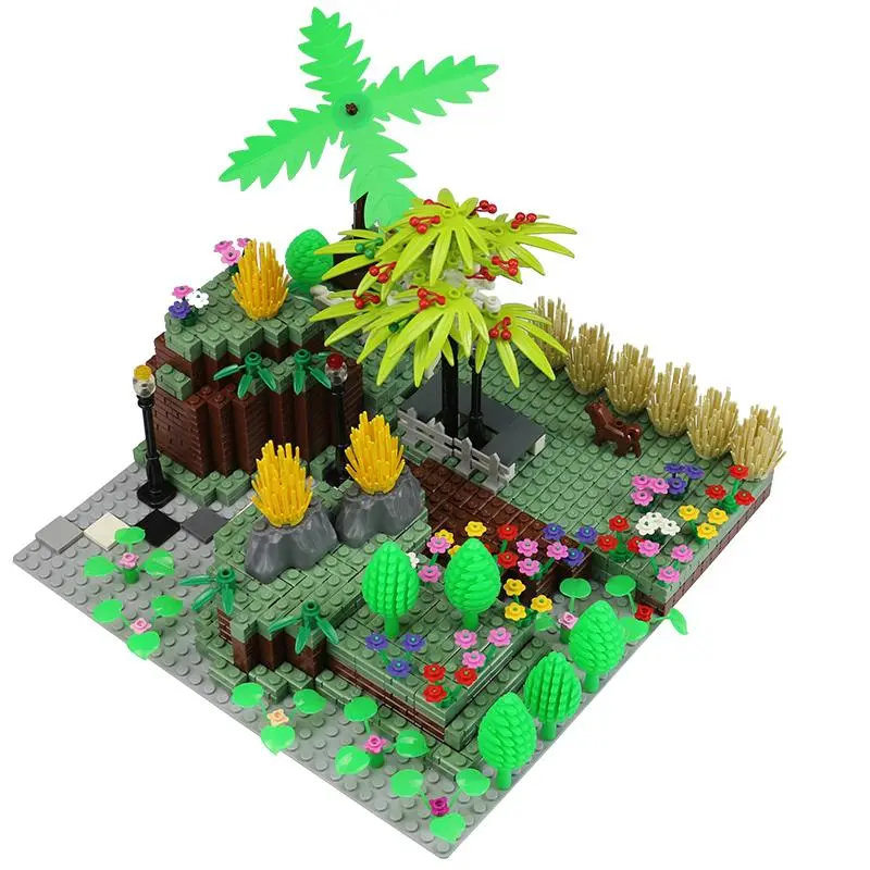 City Block Moc Mini City Bush Trees Grass Plants Flowers Lego 1