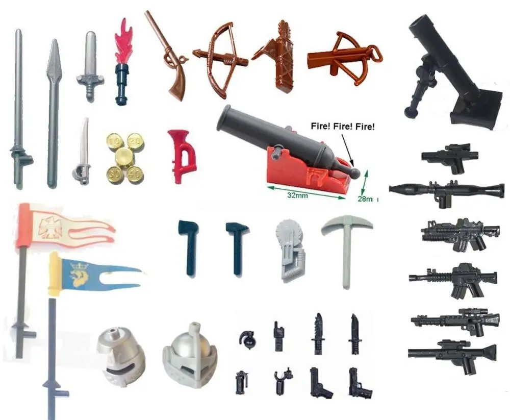 New Weapon For Ninja Darth Vader Clone Trooper Police Castle Knight Shield Spear Crossbow Building Block Lego 2