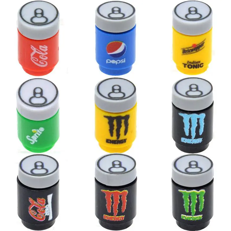 5Pcs/Lot Brick Printed Cola Drinks Spirit Tonic Water Moc City Parts Building Blocks Gifts Toys For Children  Lego 1