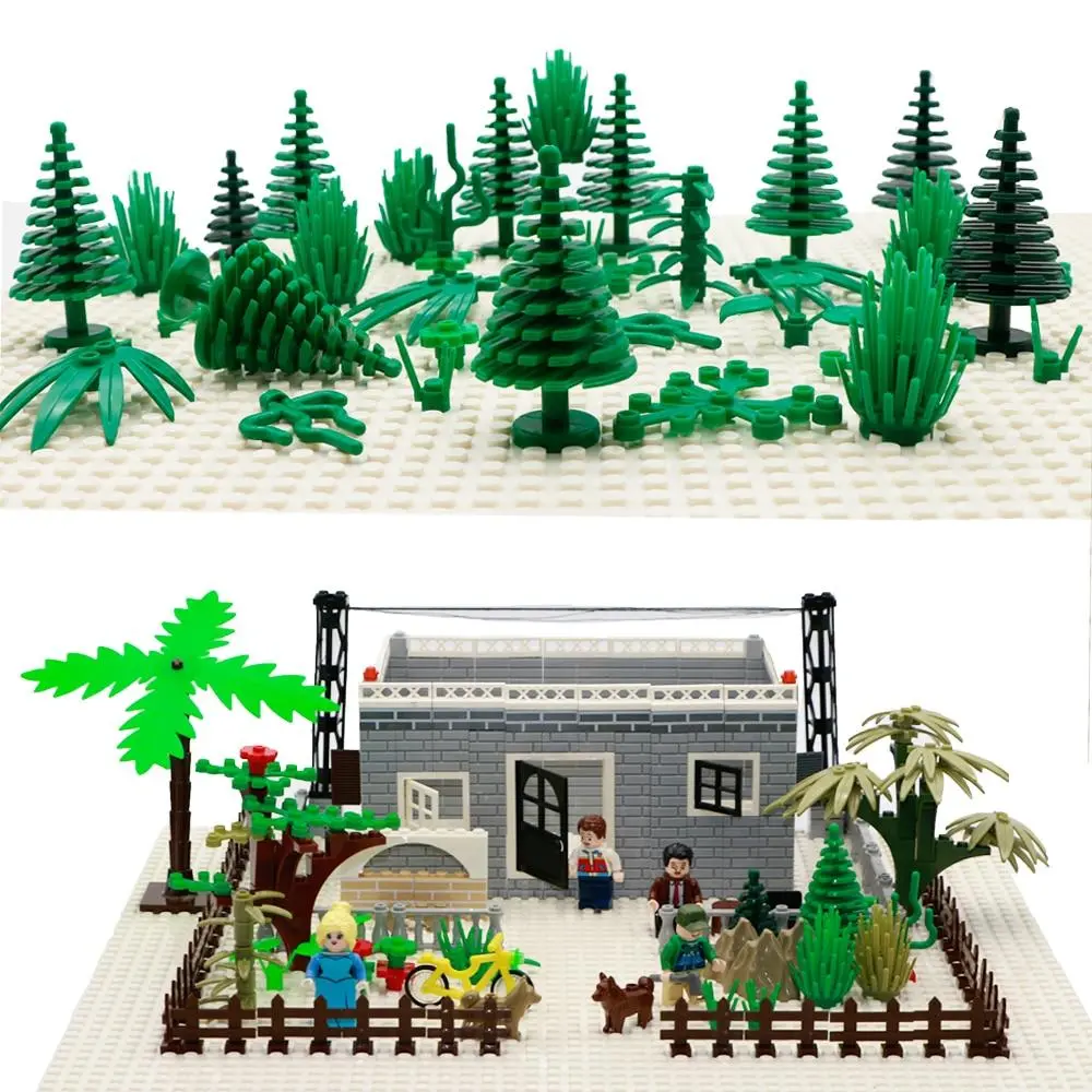 Lego City Military Accessory Building Blocks Moc Weapon Diy Green Bush Flower Grass Tree Plants Garden 1