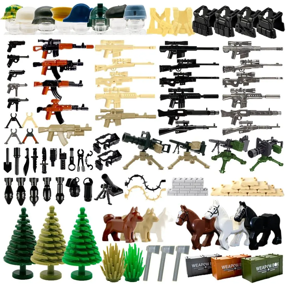 Ww2 Military Weapon Pack  Moc Army Accessory Building Blocks Soldier Figure Gun City Police Swat Team Toys Compatible Legoinglys 1