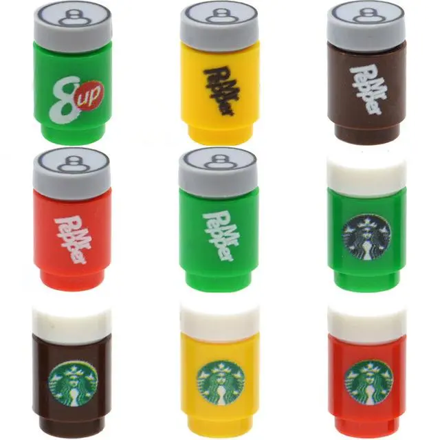 5Pcs/Lot Brick Printed Cola Drinks Spirit Tonic Water Moc City Parts Building Blocks Gifts Toys For Children Lego 20