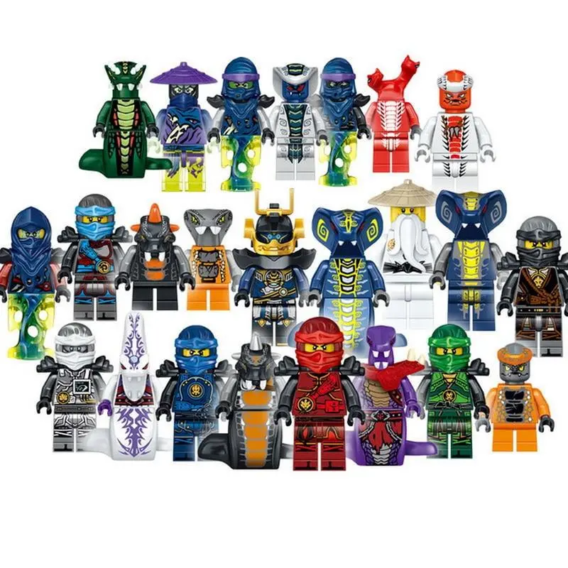 24Pcs Ninjago Super Heroes Lloyd Ash Master Vermin Sensei Wu The Wei Snake Bricks Toys For Children 1