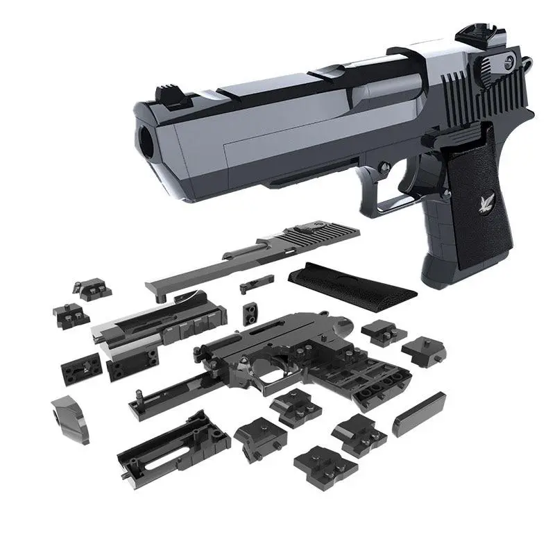 Diy Building Blocks Toy Gun Desert Eagle Assembly Toy Brain Game Model Can Fire Bullets(Mung Bean) With Instruction Book 1