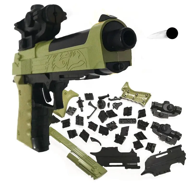 Diy Building Blocks Toy Gun Beretta And  Gunsight Assembly Toy Puzzle Model Can Fire Bullets(Mung Bean) With Instruction Book 1