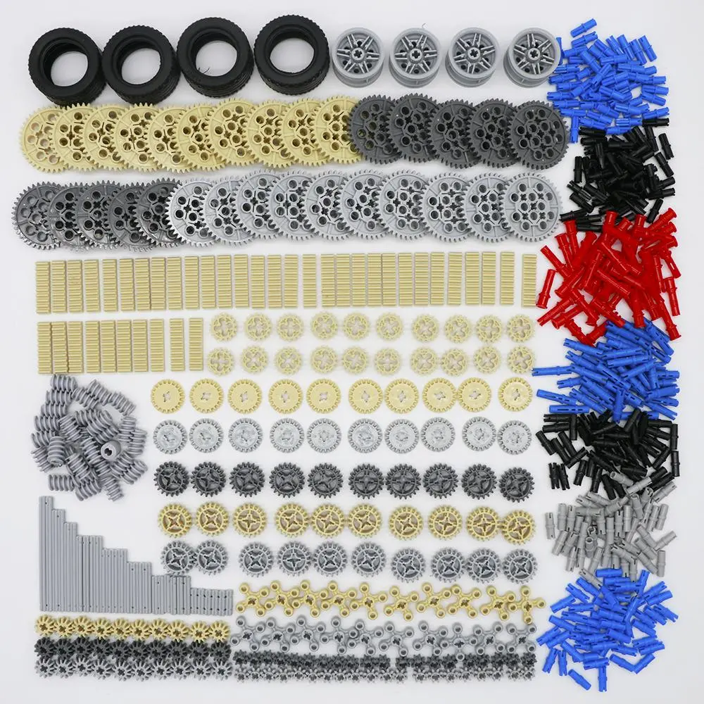 650Pcs Blocks Technic Parts Gear Rack Cross Axle Accessory Car Tires Set Truck Connector Toy Moc Lego Bulk Building Bricks 1