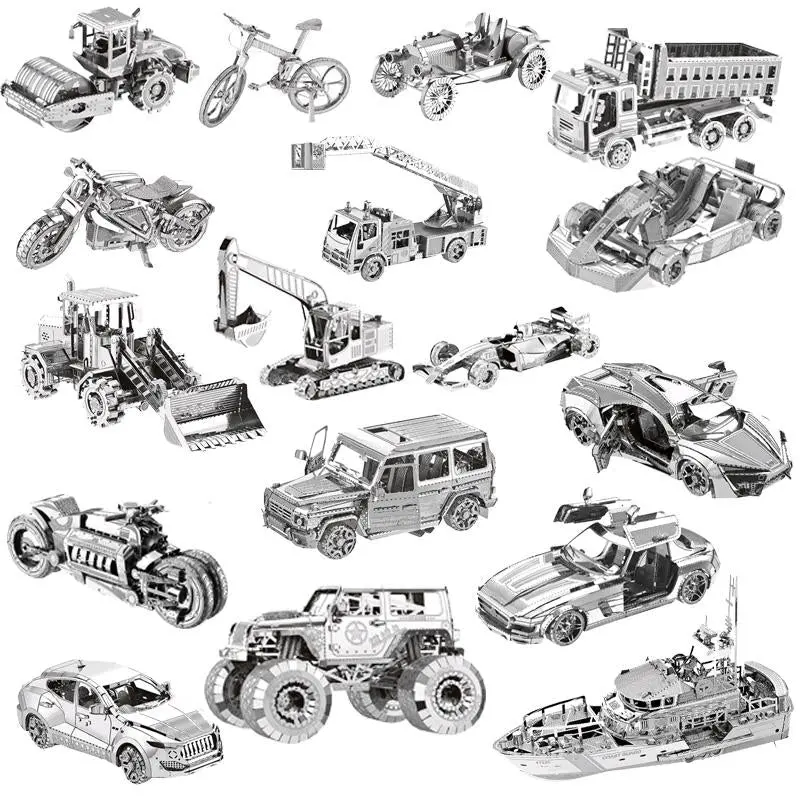 N 3D Metal Puzzle World Building Car  Model Kid Assembly Adult Jigsaw Educational Toys 1