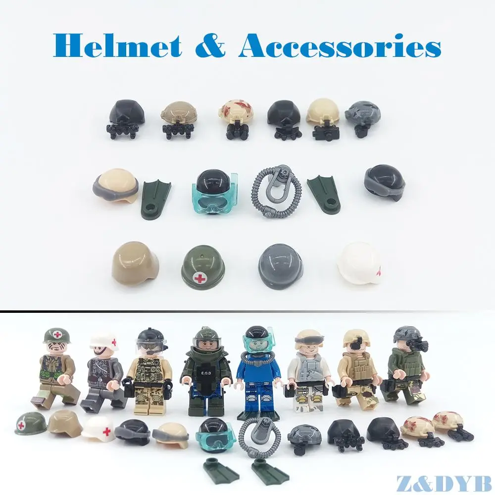 Diy Accessories Helmet Night Vision Eod Compatible Figures Military Weapon Army Soldier Swat Ww2 Lego 1
