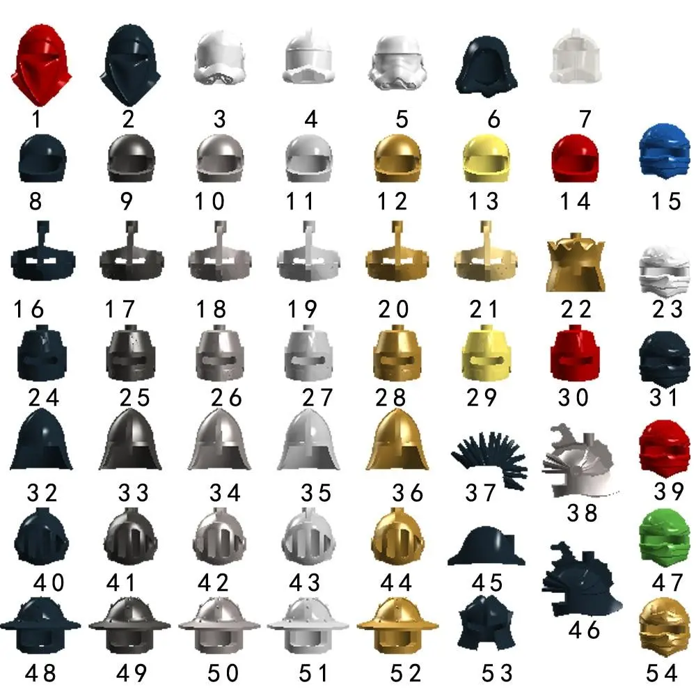 Helmet Armor Shield Weapon Castle Knight Crown King Dragon Hat Crash Helmets Accessory Building Block Brick Assemble Particles Lego 1