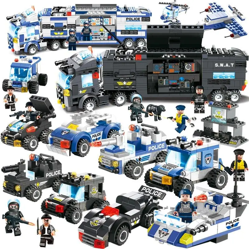 8 In 1 City Police Series Police Station Building Blocks Diy Bricks Educational Toys For Children Compatible With Most Blocks 1
