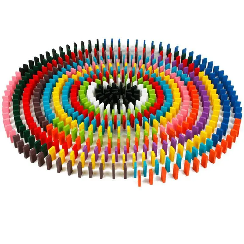 120Pcs/Set Wooden Colored Dominoes Jeux Bricks Rainbow Kids Brain-Training Early Educational Wooden Bricks Toy Blocks 1