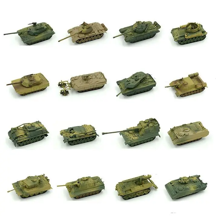 1Pcs 1:72 4D Plastic Assemble Tank Kits World War Ii Model Puzzle Assembling Military Sand Table Toys For Children 1