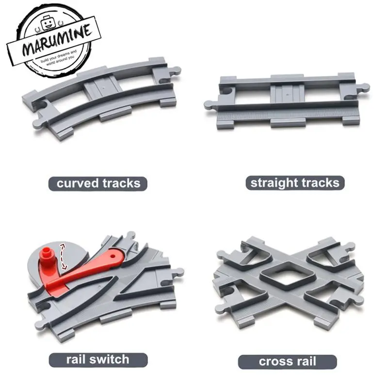 Marumine Blocks Duplo Toy Train Track Crossover Parts Railway Switch Building Bricks Gift For Children 1