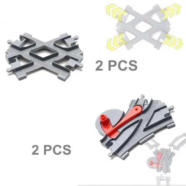 Marumine Blocks Duplo Toy Train Track Crossover Parts Railway Switch Building Bricks Gift For Children 4