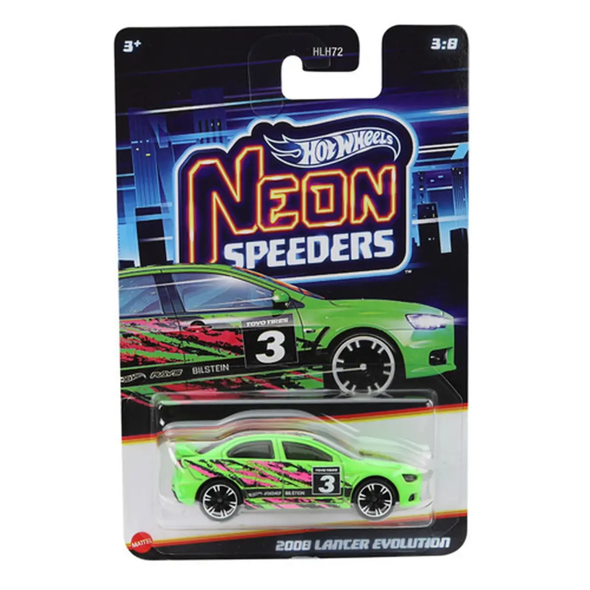 Hot Wheels Neon Speeder 2025 Edition 1:64 Scale 2008 Lancer Evolution Die-Cast Vehicles For Ages 3+ 1