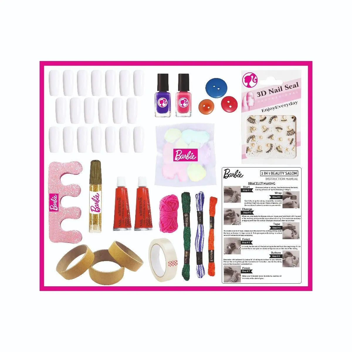 Barbie 2 In 1 Beauty Salon Nail Art And Bracelet Making Kit 2