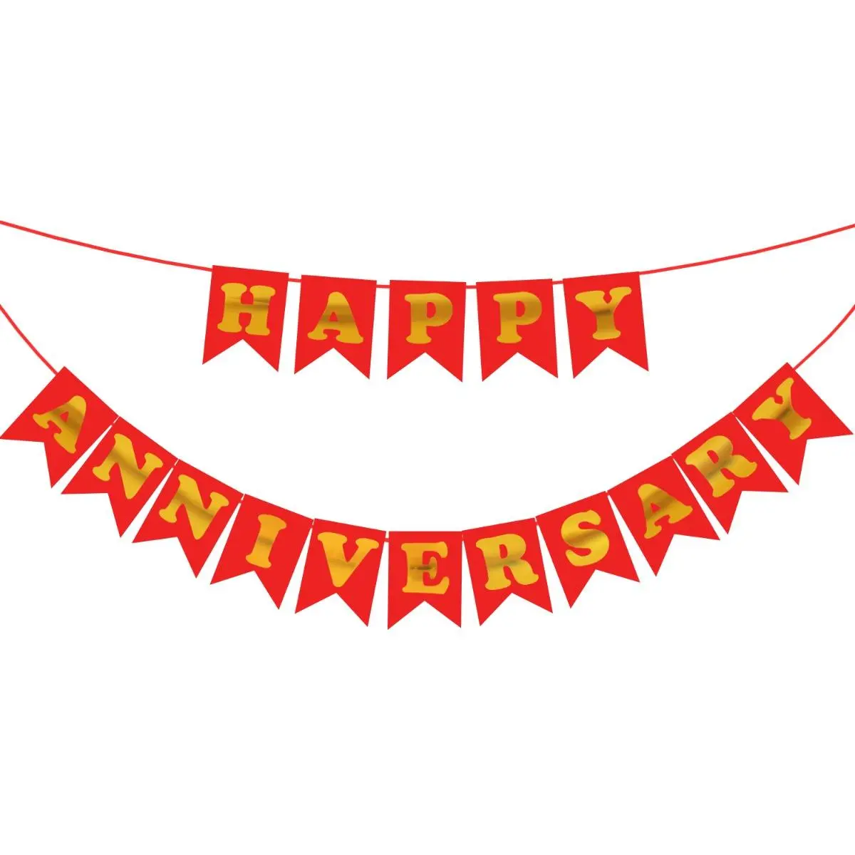 Partycorp Red & Gold Happy Anniversary Printed Wall Banner Decoration Set 1