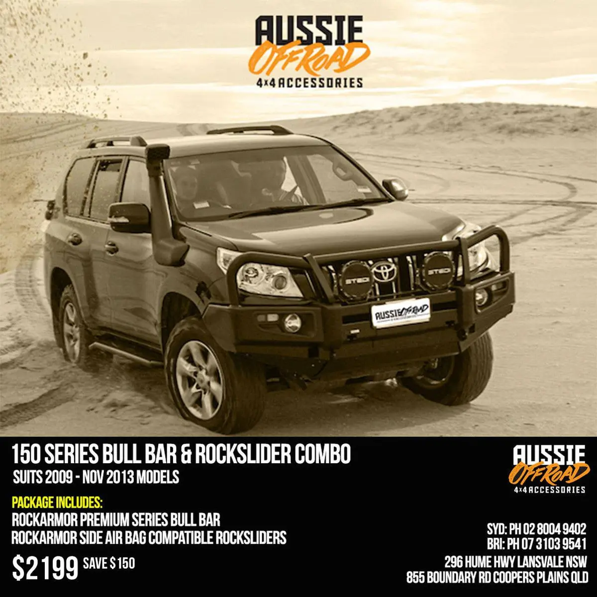 Bull Bar & Rockslider Combo Suits - Prado 150 | Rockarmor 1