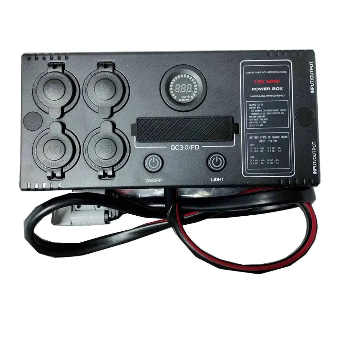 12V Mini Control Box | 4 X Cig Socket | 3 X Usb / Usb-C | 2 X 50A Connectors 1