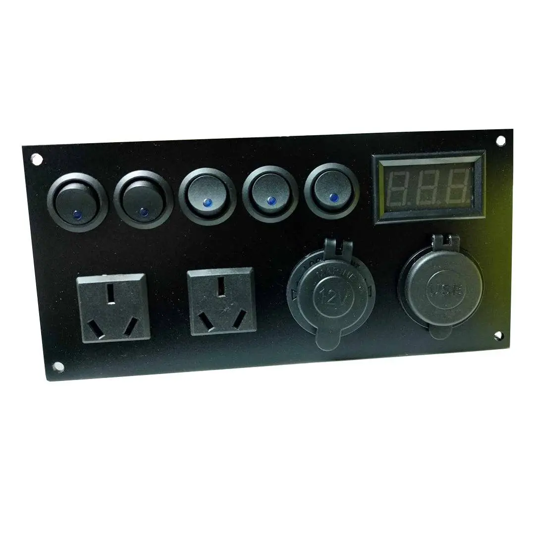 12V Switch Panel - 5 Gang Switch Panel | With Ac / Usb Outlets 1