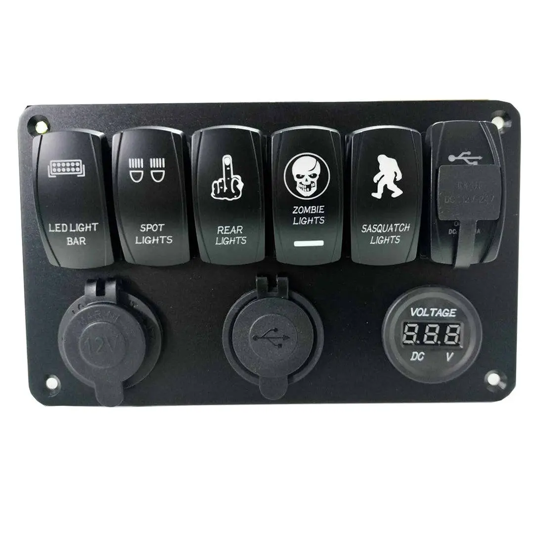 12V Switch Panel - 6 Gang Beast Mode | Voltage Meter | Ciggie | Usb  Panel 1