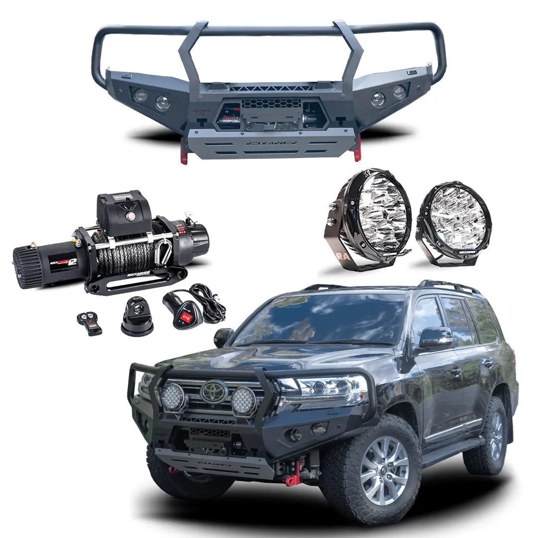 Frontal Pack | Bull Bar Winch  Spotties Suits Landcruiser 200 Series 09/2015 - 10/2021 | Rockarmor 1