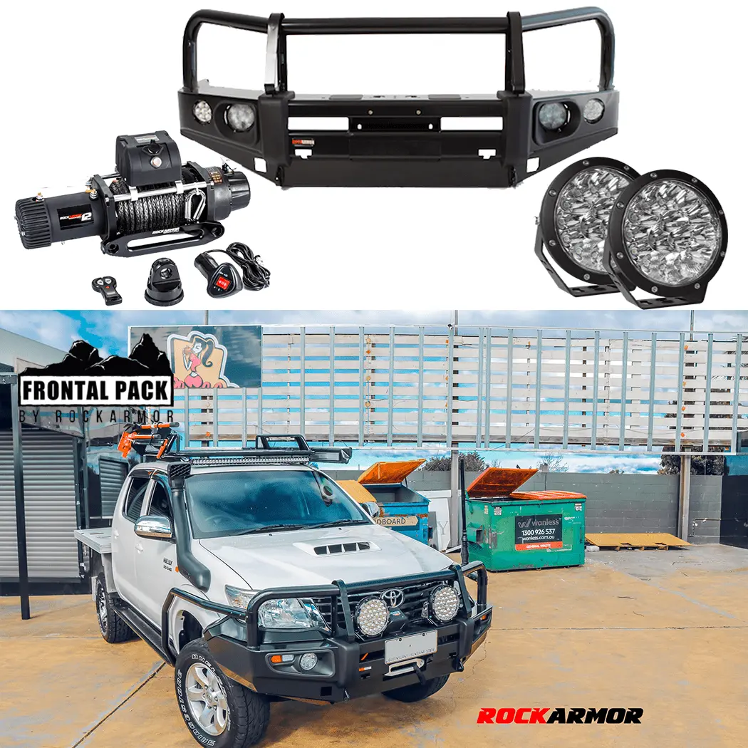 Frontal Pack Bull Bar Winch Spotties Suits - Toyota Hilux | 04/2005 - 08/2015 | Rockarmor 1