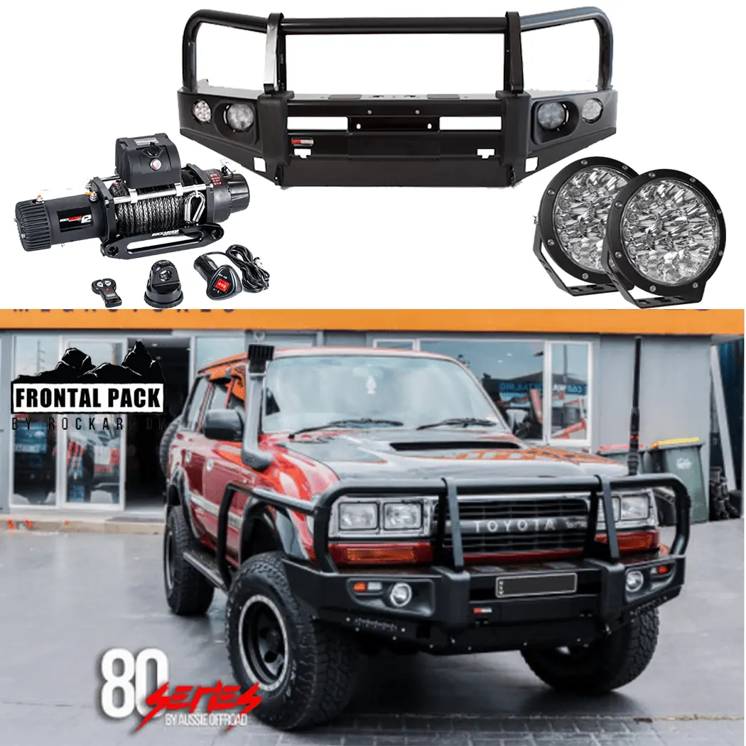 Frontal Pack  Bullbar Winch Spotties Suits Landcruiser 80 Series | Rockarmor 1