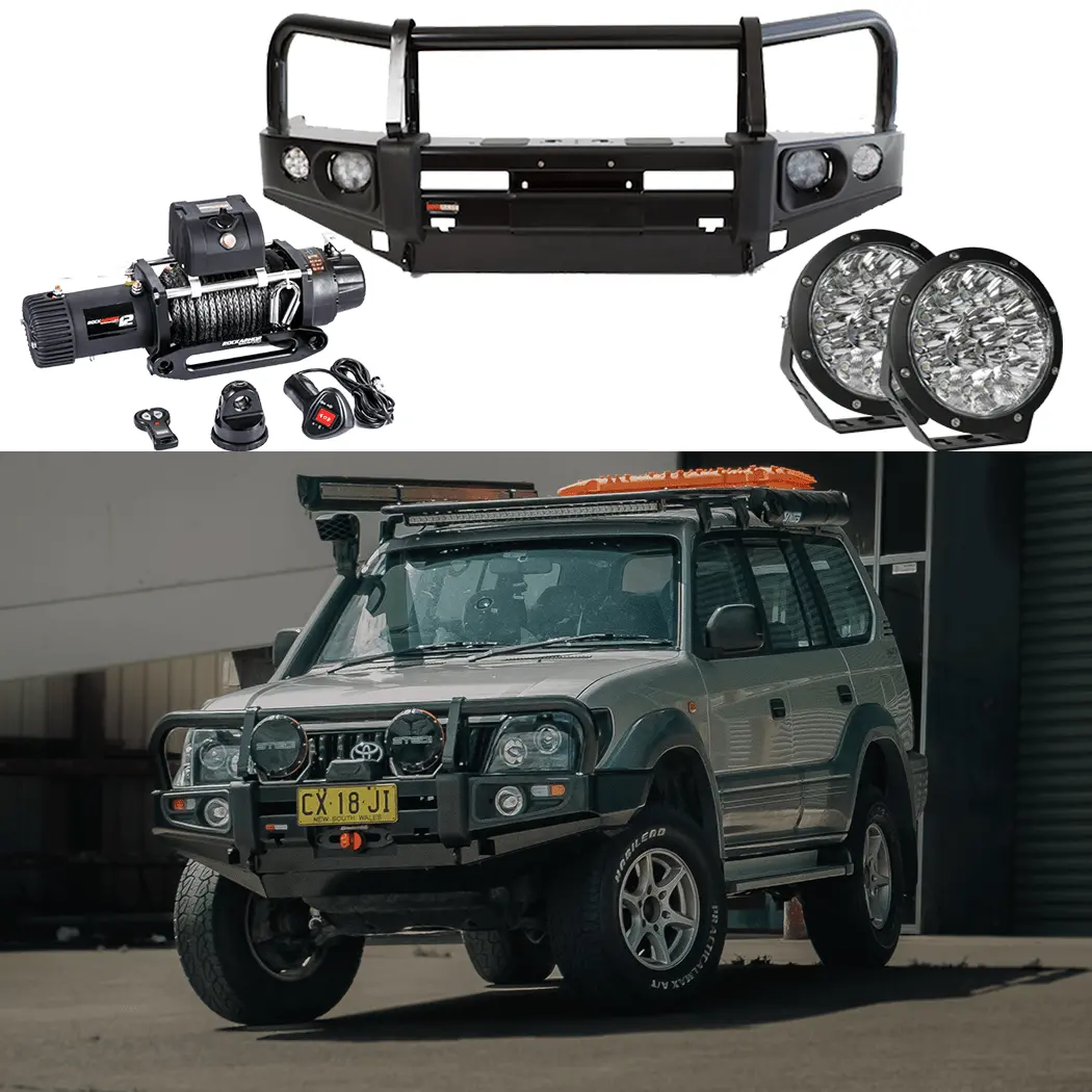 90 Series Prado Frontal Pack - Bull Bar, Winch, Led Spotties 1