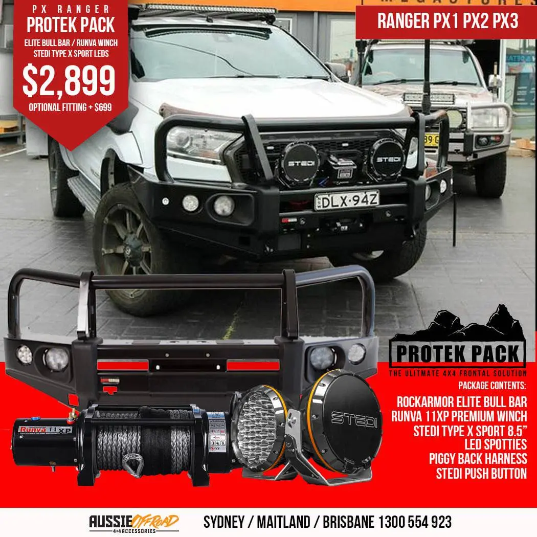 Px Ranger Protek Pack - Bull Bar, Runva Winch, Stedi Led Lights 1