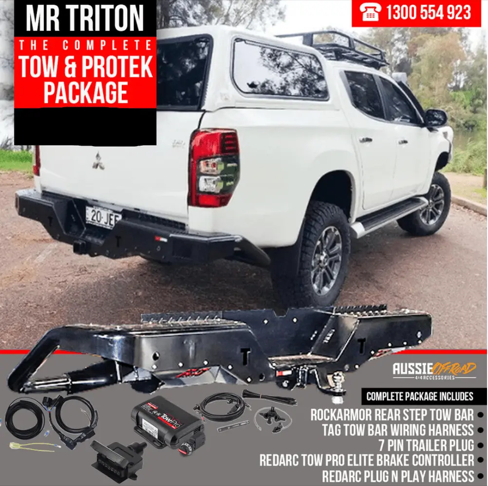 Mitsubishi Mr Triton Rear Step Tow Bar Package (With Redarc Brake Controller) 1