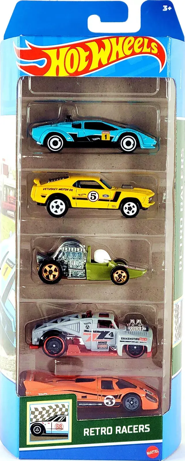 Hot Wheels 5 Car Gift Pack - Retro Racers Pack Of 5 For Kids & Collectors 1