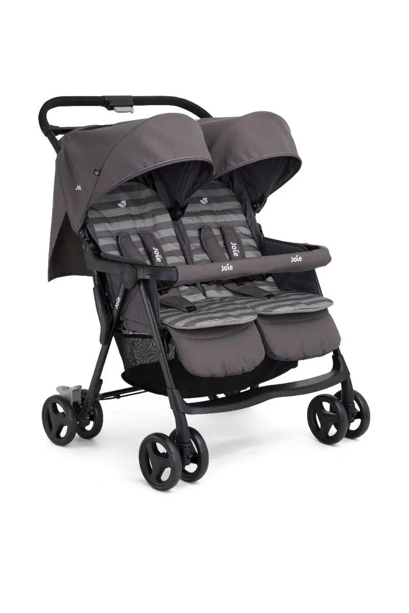 Joie Aire Twin Dark Pewter - Double Baby Stroller Rain Cover With Single Touch Brake For Ages 0-3 Years 1