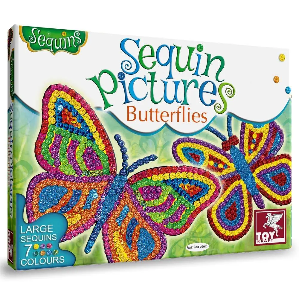 Toykraft Sequin Craft Pictures - Butterflies, Art And Craft Kit 1