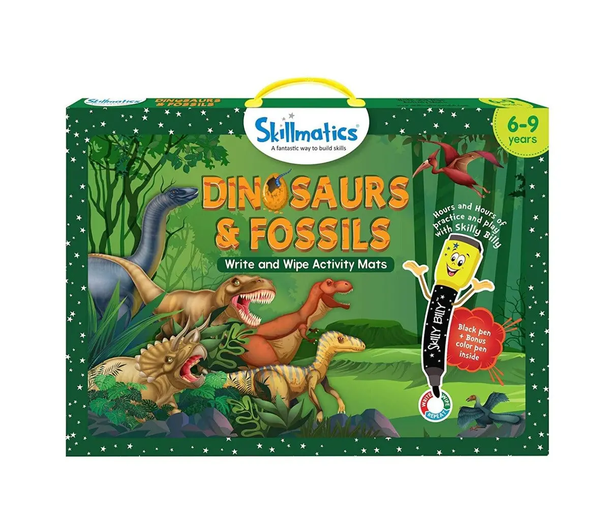 Skillmatics Educational Game: Dinosaurs And Fossils (6-9 Years) | Fun Learning Activities For Kids | Write And Wipe Activity Mats | Gifts For Kids 1