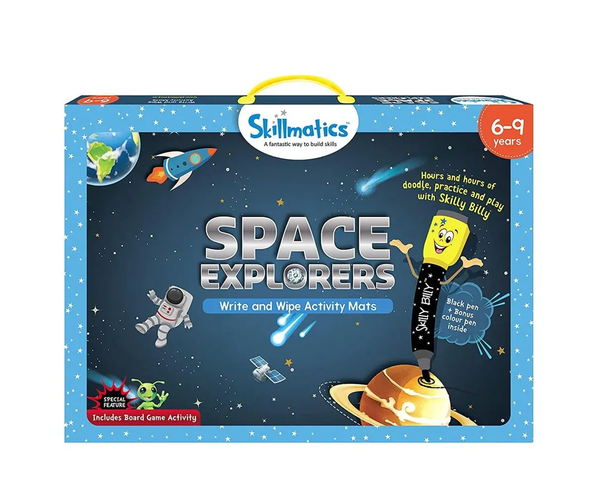 Skillmatics Educational Game: Space Explorers (6-9 Years) | Fun Learning Activities For Kids | Write And Wipe Activity Mats 1