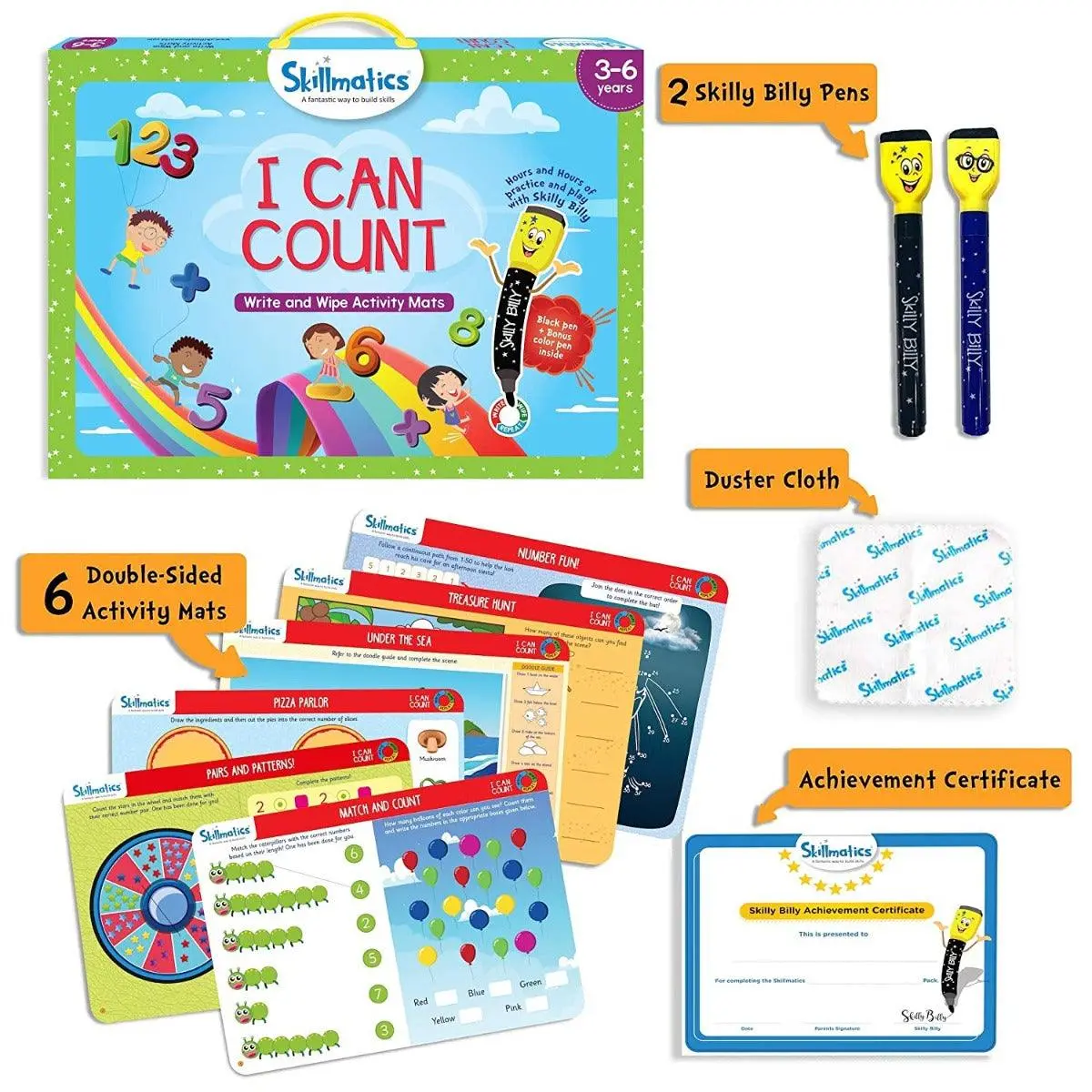 Skillmatics I Can Count - Reusable Activity Mats/ Educational Game With 2 Marker Pens 2