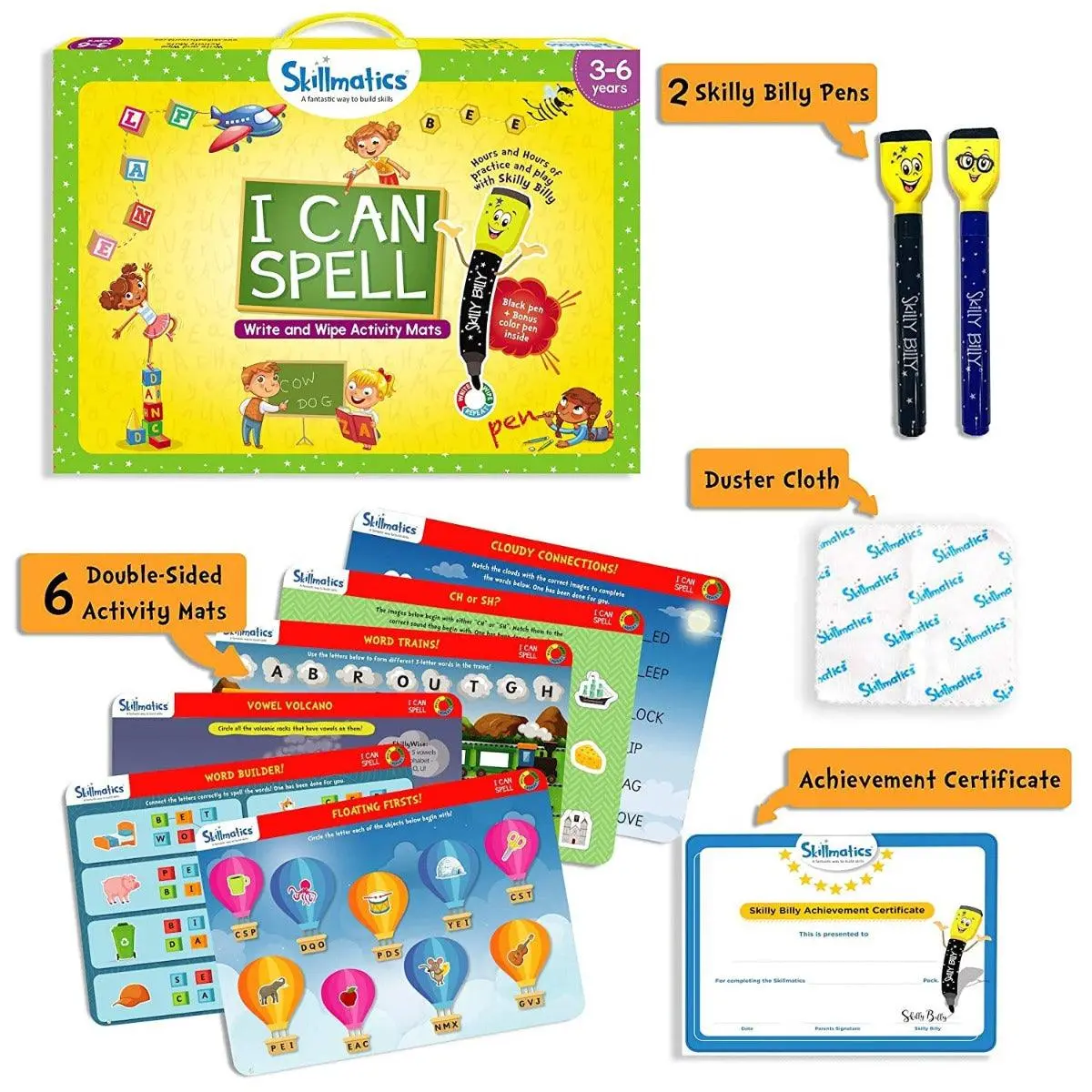 Skillmatics I Can Spell - Reusable Activity Mats With 2 Marker Pens Educational Game For Ages 3-6 Years 2