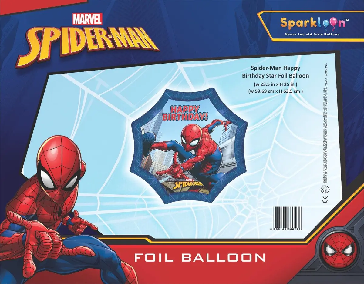 Marvel Happy Birthday Spider Man Foil Balloon, Pack Of 1 2