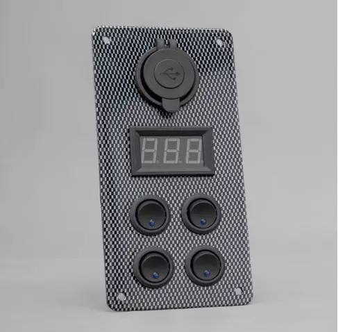 Carbon Switch Panel With Usb And Digital Volt Meter 1
