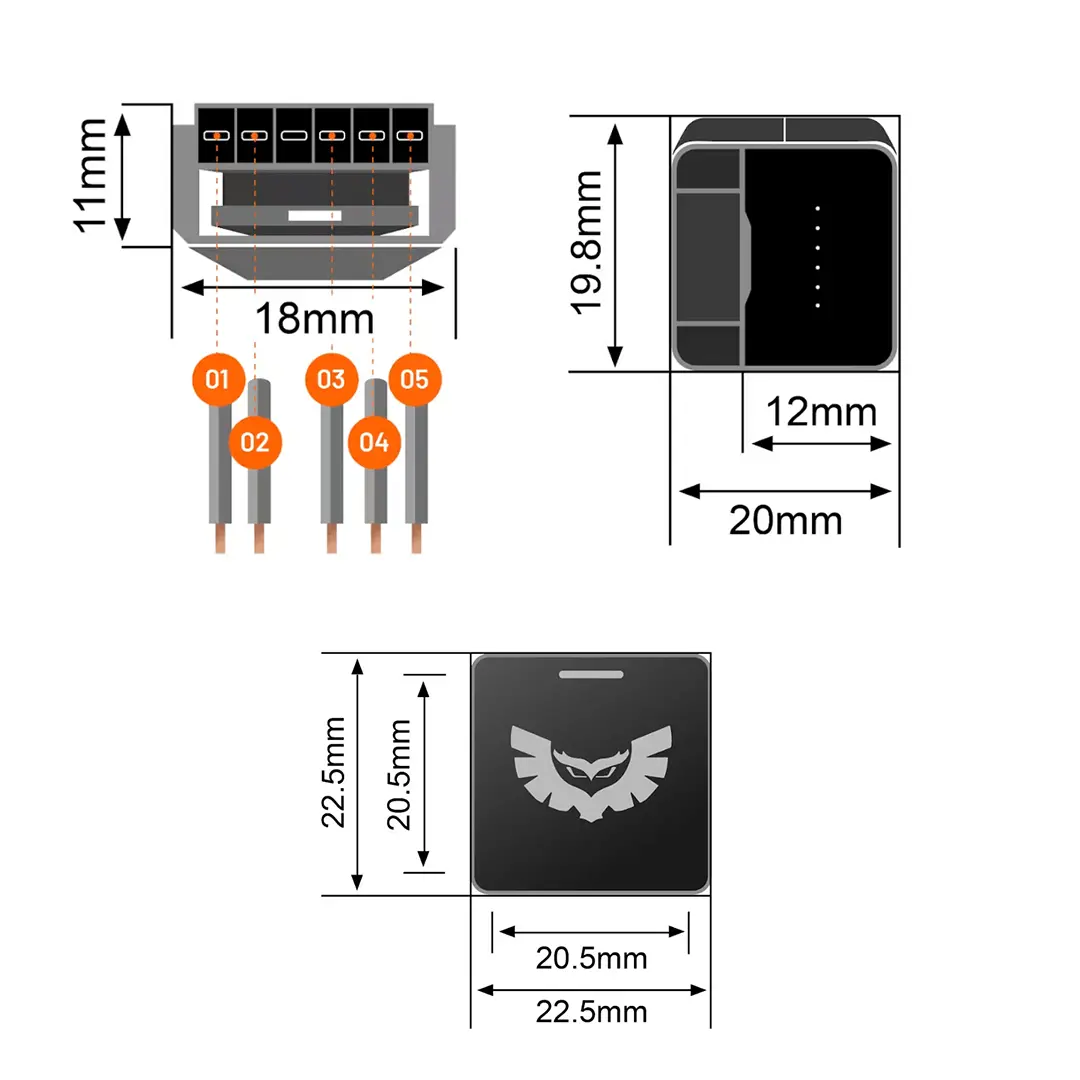 Square Type Push Switch | Right Side Lights 2